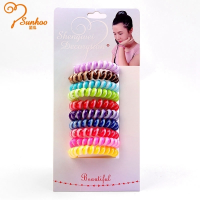 Double color plastic telephone wire hair bands H-0004